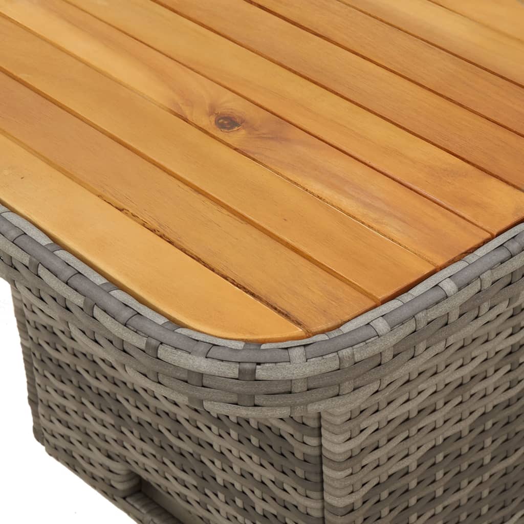 Garden Table Poly Rattan And Acacia Wood