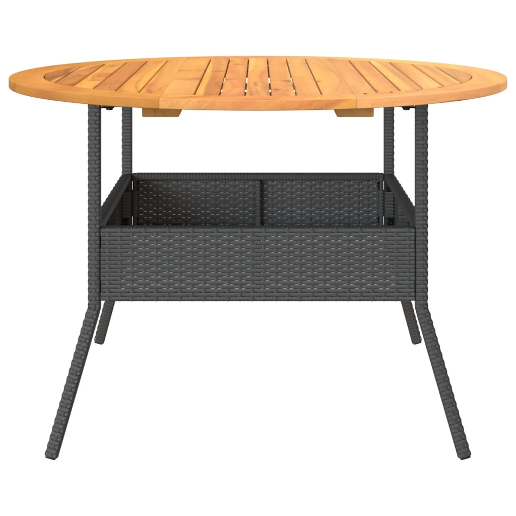 Garden Table With Acacia Wood Top Ø110X71 Cm Poly Rattan