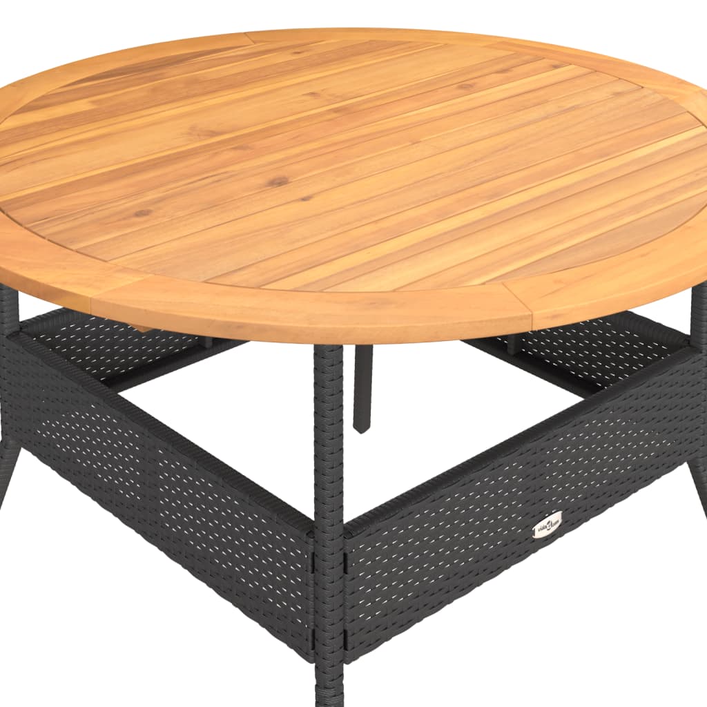 Garden Table With Acacia Wood Top Ø110X71 Cm Poly Rattan