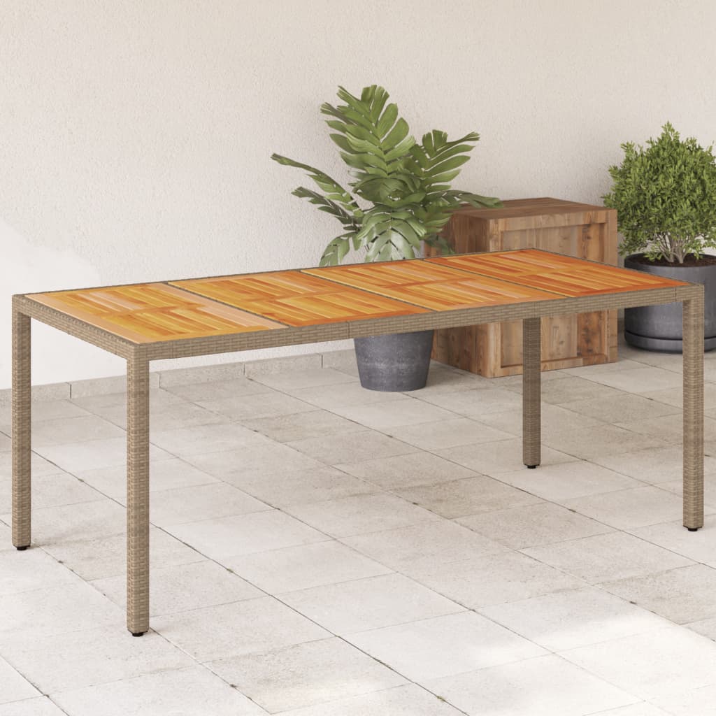 Garden Table With Acacia Wood Top 190X90X75 Cm Poly Rattan