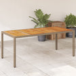 Garden Table With Acacia Wood Top 190X90X75 Cm Poly Rattan