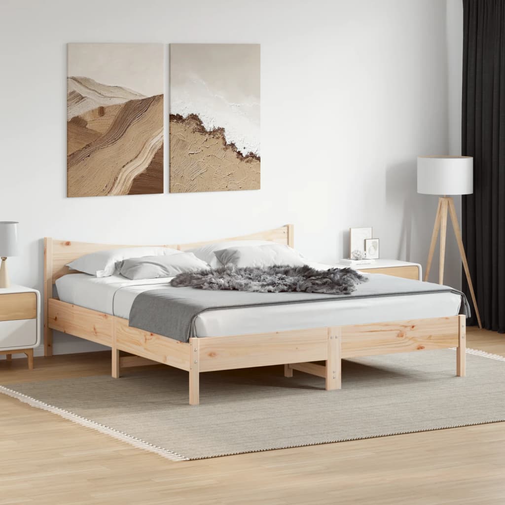 Bed Frame Without Mattress King Size Solid Wood Pine
