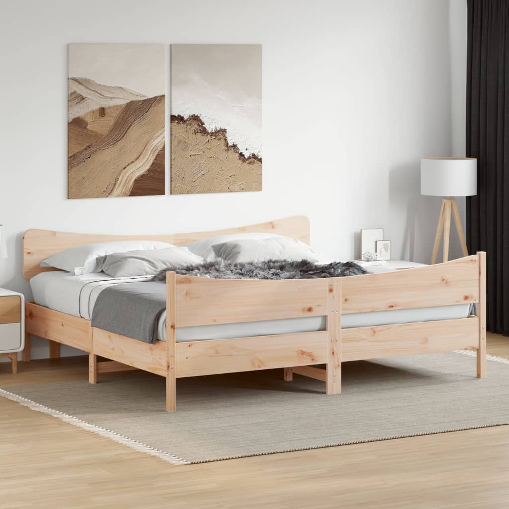 Bed Frame Without Mattress Super King Solid Wood Pine