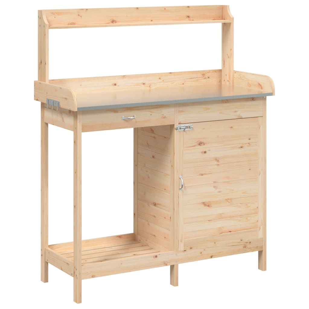 Potting Table With Cabinet 110.5X45X124.5 Cm Solid Wood Fir