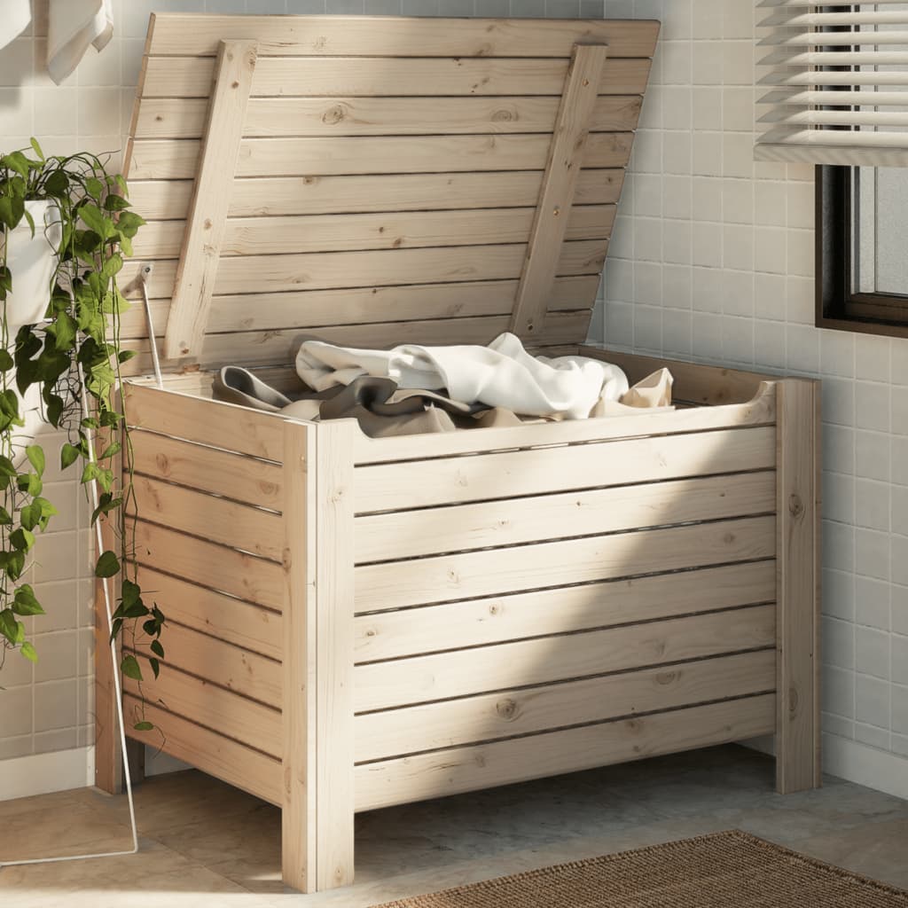 Storage Box With Lid Rana Solid Wood Pine