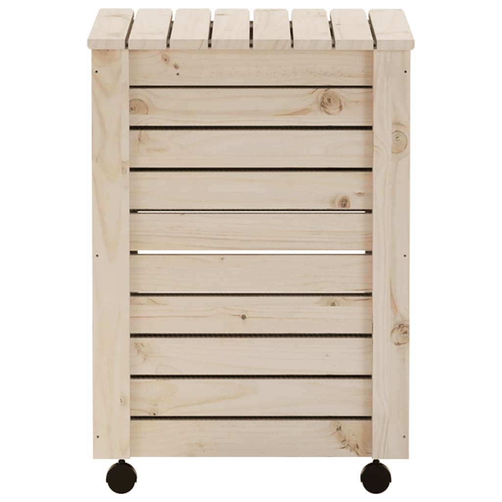 Laundry Basket With Wheels Rana 45X45X64 Cm Solid Wood Pine