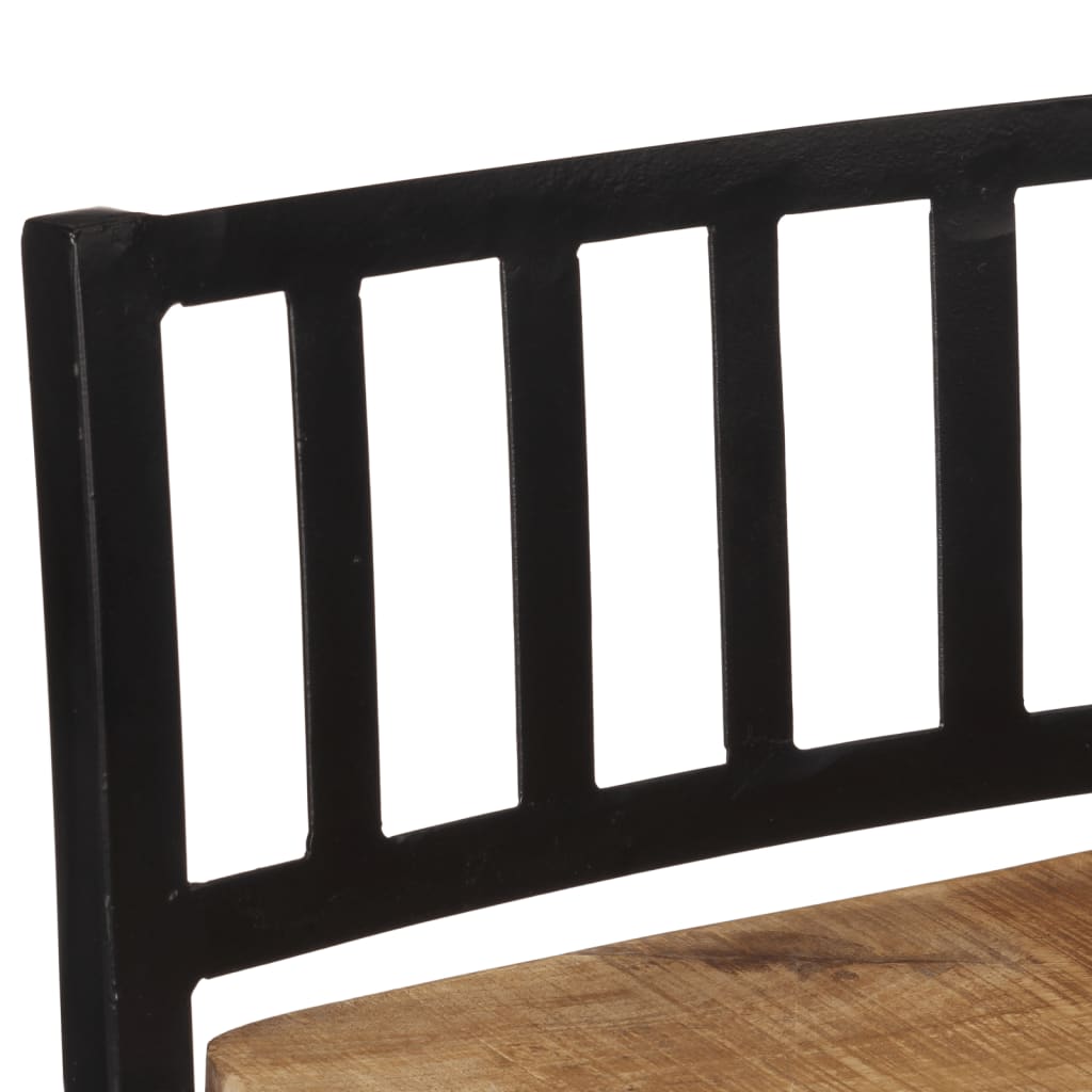 5 Piece Bar Set Solid Rough Wood Mango And Metal