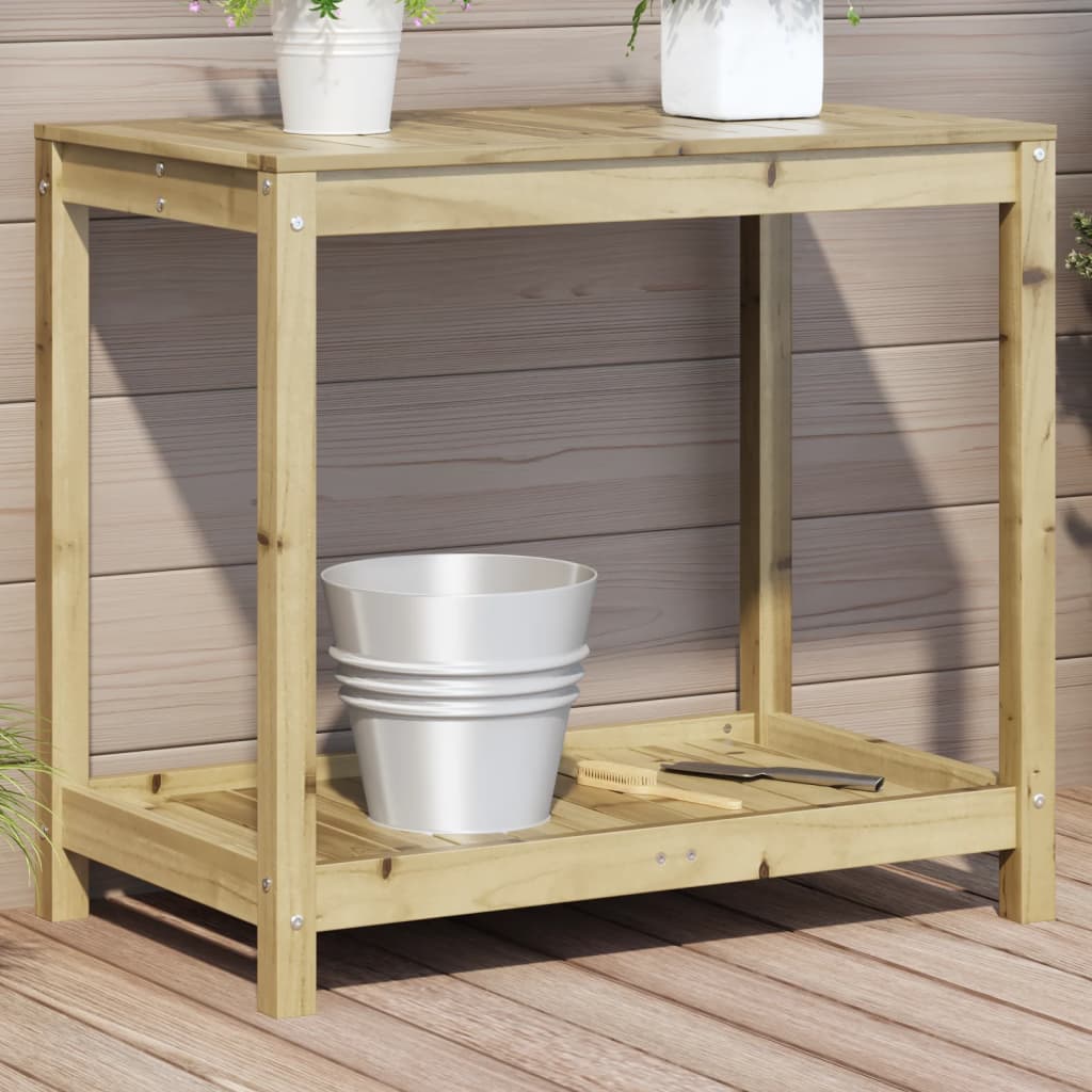 Potting Table With Shelf Impregnated Wood Pine
