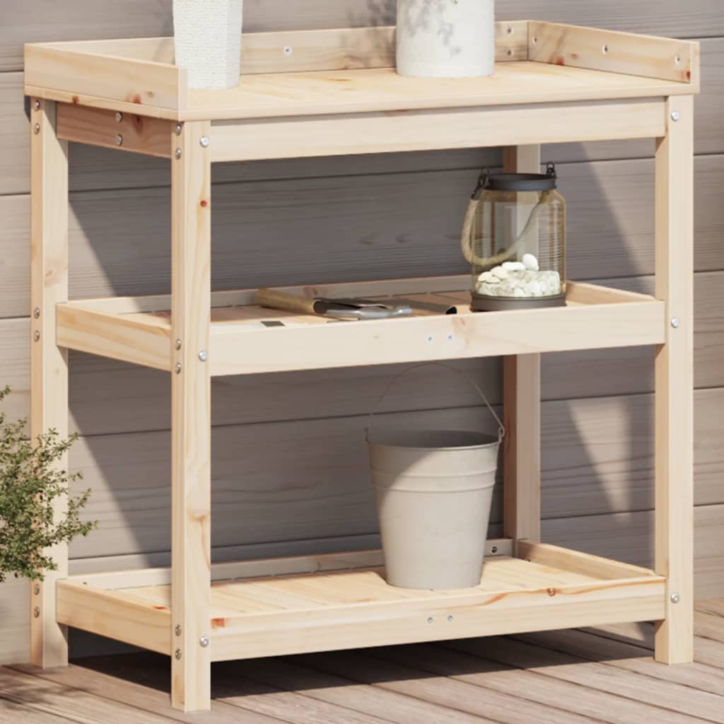 Potting Table With Shelves 108X45X86.5 Cm Solid Wood Pine