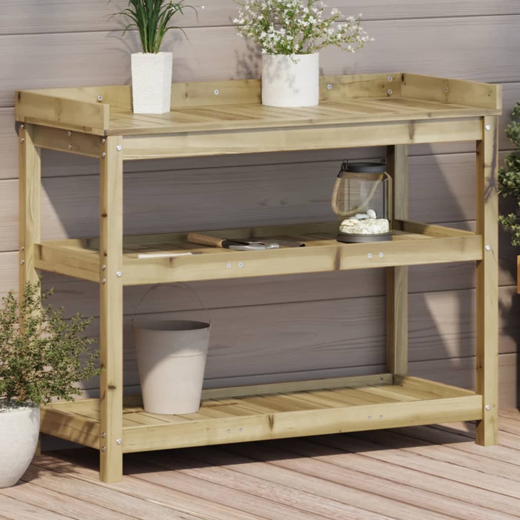 Potting Table With Shelves 108X45X86.5 Cm Solid Wood Pine