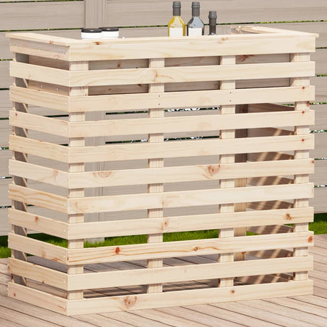 Outdoor Bar Table With Roof 112.5X57X195.5 Cm Solid Wood