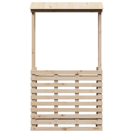 Outdoor Bar Table With Roof 112.5X57X195.5 Cm Solid Wood