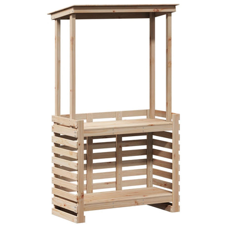 Outdoor Bar Table With Roof 112.5X57X195.5 Cm Solid Wood