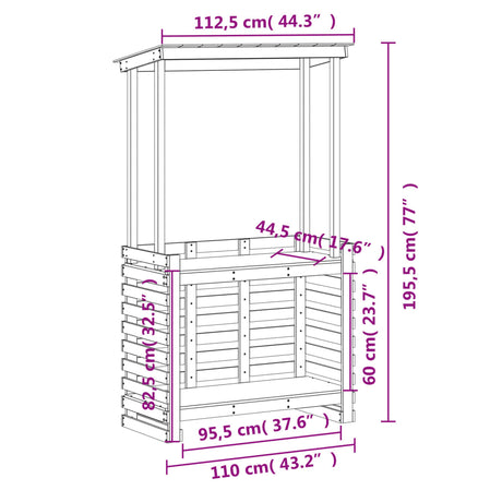 Outdoor Bar Table With Roof 112.5X57X195.5 Cm Solid Wood