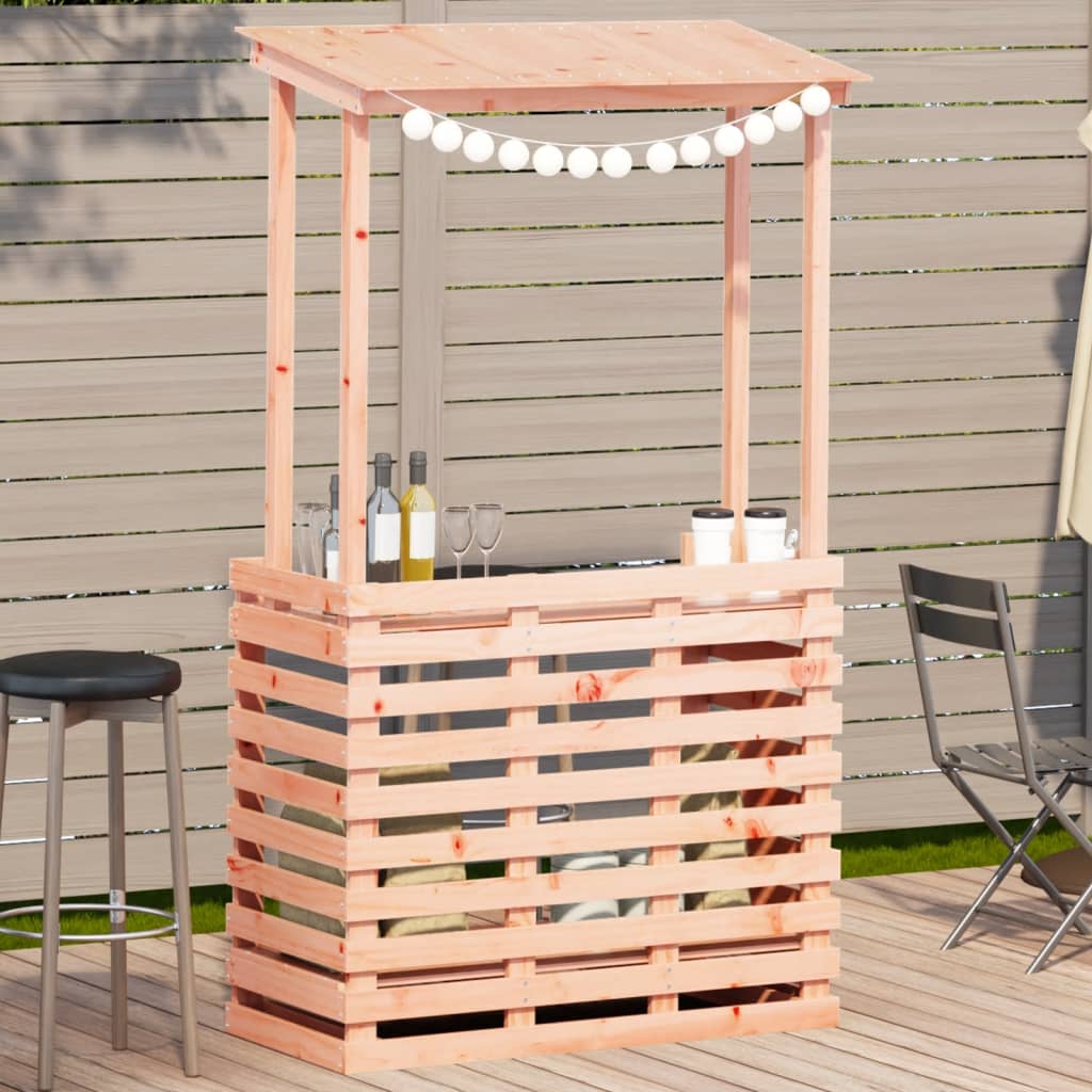Outdoor Bar Table With Roof 112.5X57X195.5 Cm Solid Wood