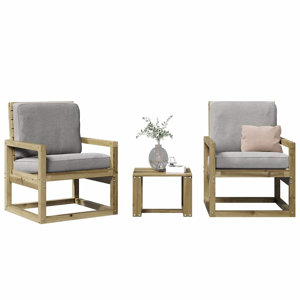 3 Piece Garden Lounge Set Solid Wood Pine