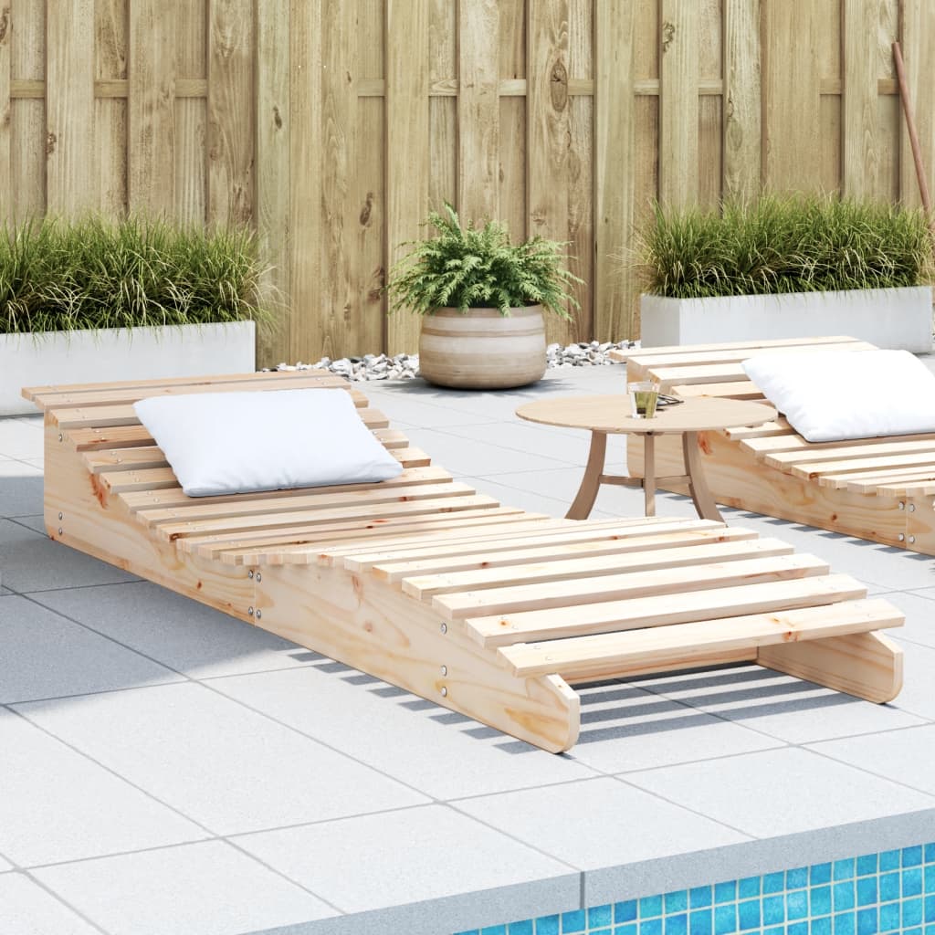 Sun Loungers 2 Pcs Solid Wood Pine