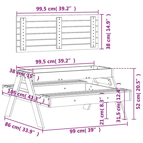 Picnic Table With Sandpit For Kids Solid Wood Pine