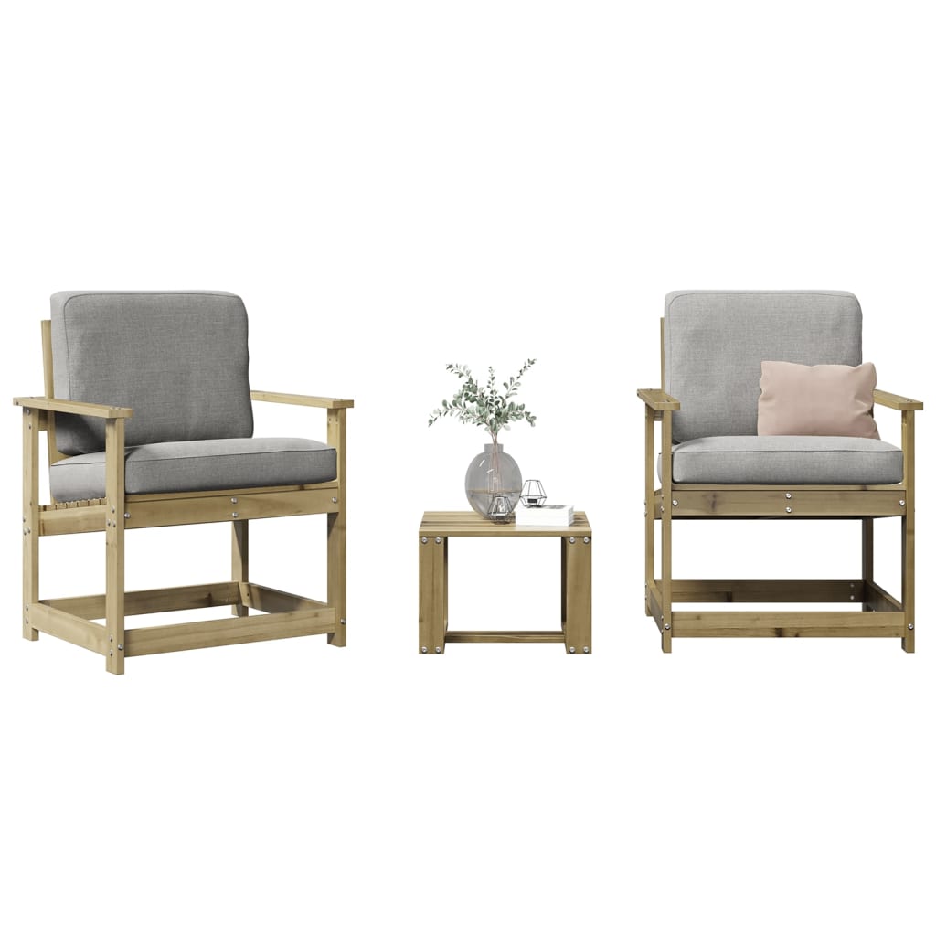 3 Piece Garden Lounge Set Solid Wood Pine