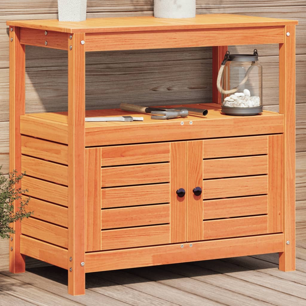 Potting Table With Shelves 82.5X45X81 Cm Solid Wood Pine