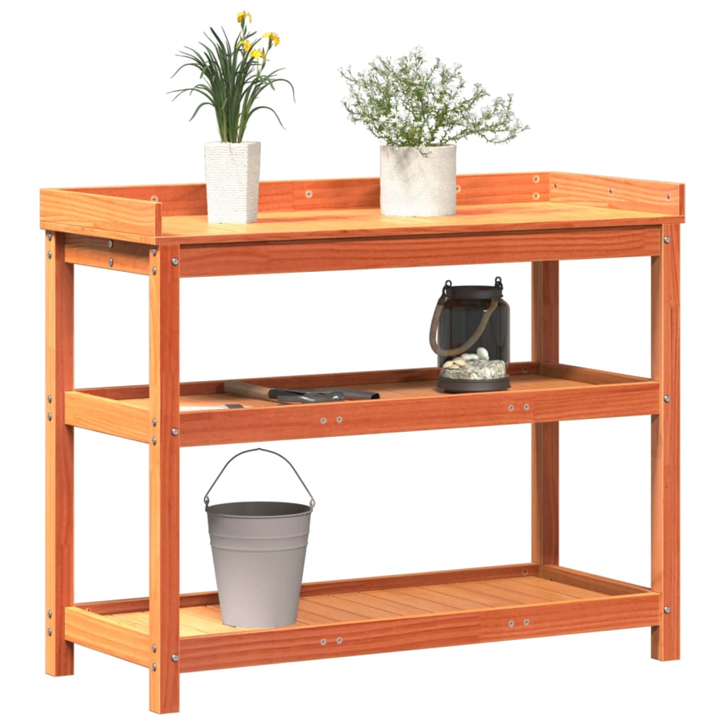 Potting Table With Shelves 108X45X86.5 Cm Solid Wood Pine