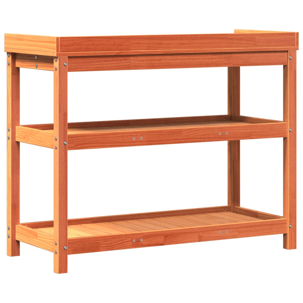 Potting Table With Shelves 108X45X86.5 Cm Solid Wood Pine