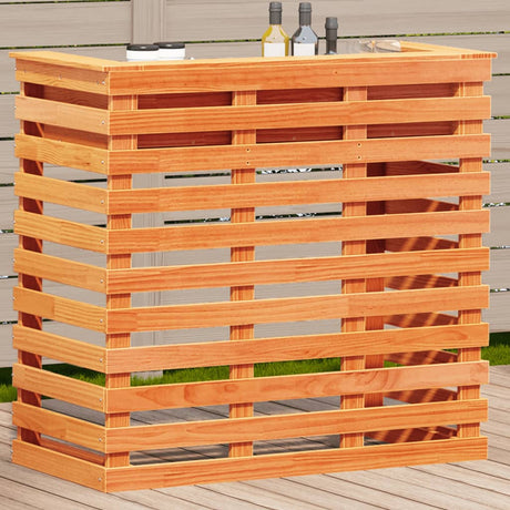 Outdoor Bar Table With Roof 112.5X57X195.5 Cm Solid Wood