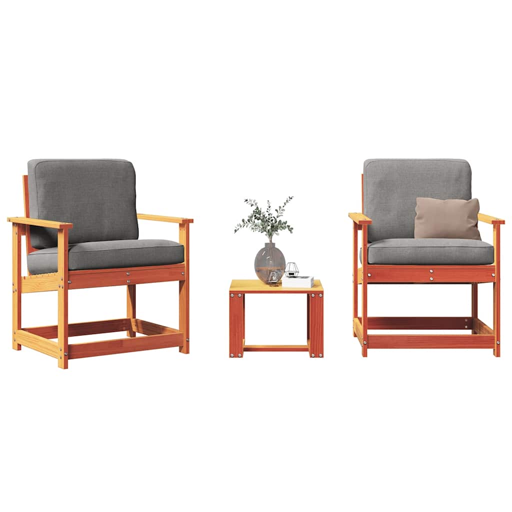 3 Piece Garden Lounge Set Solid Wood Pine