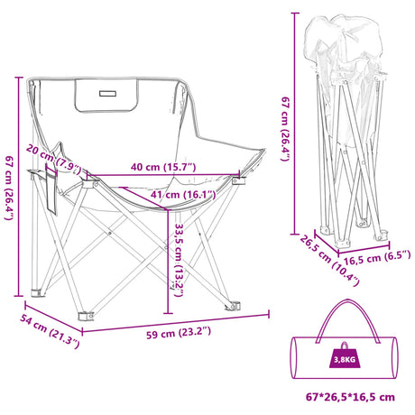 Camping Chairs With Pocket Foldable 2 Pcs