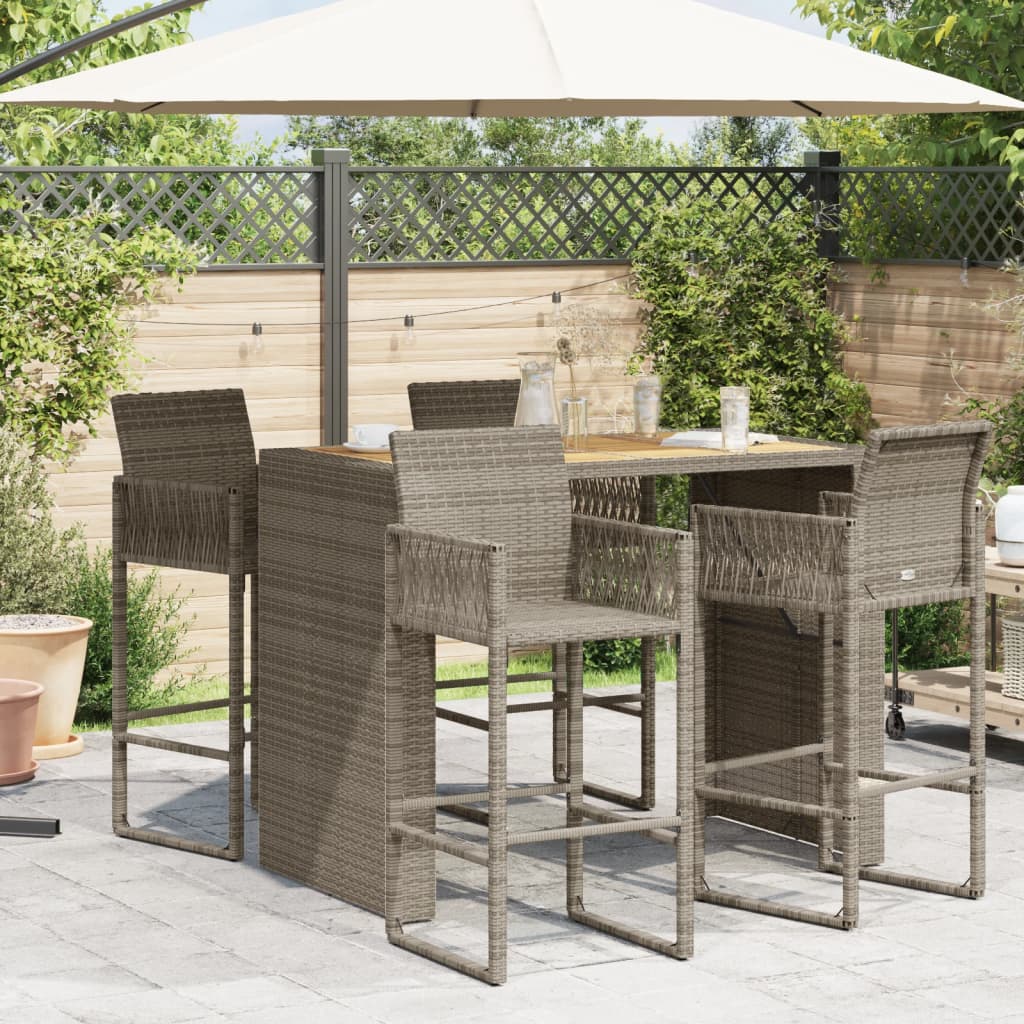 Garden Bar Table With Acacia Wood Top Poly Rattan