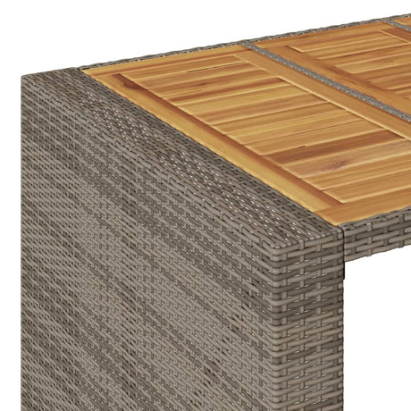 Garden Bar Table With Acacia Wood Top Poly Rattan