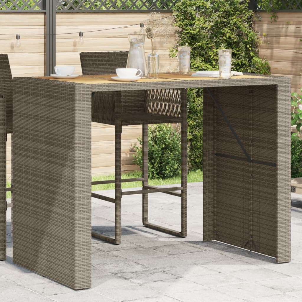 Garden Bar Table With Acacia Wood Top Poly Rattan