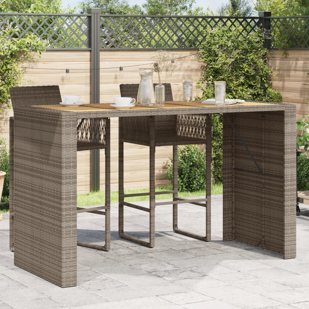 Garden Bar Table With Acacia Wood Top Poly Rattan