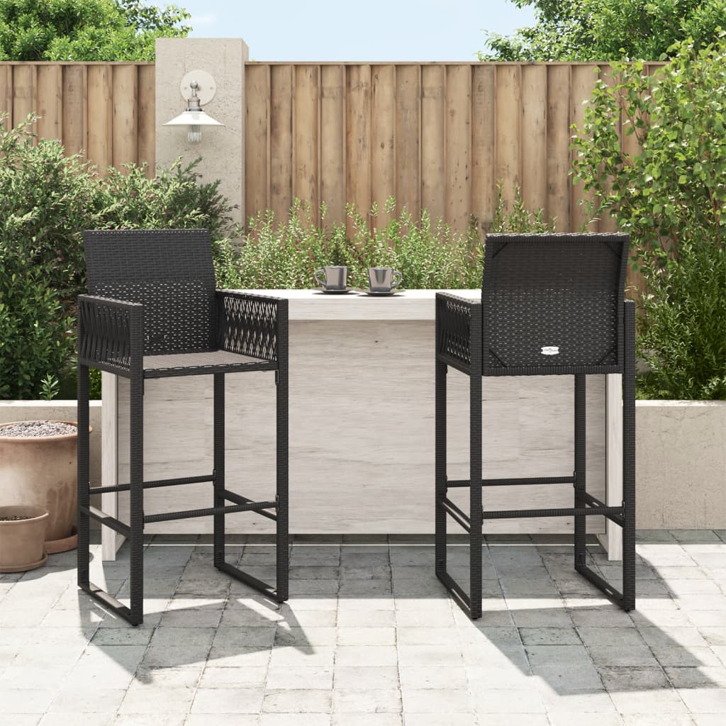 Garden Bar Stools 2 Pcs Poly Rattan