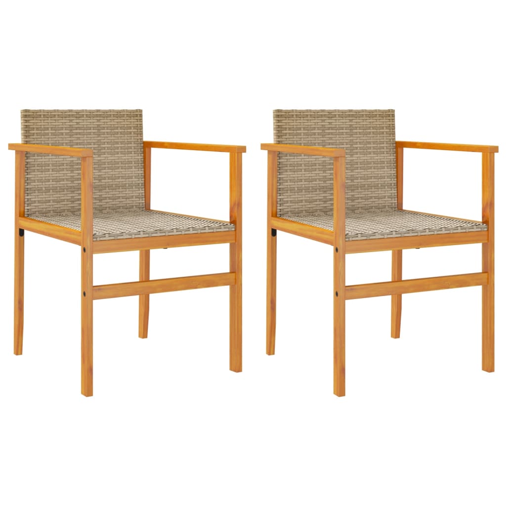 Garden Chairs 2 Pcs Poly Rattan&Solid Wood