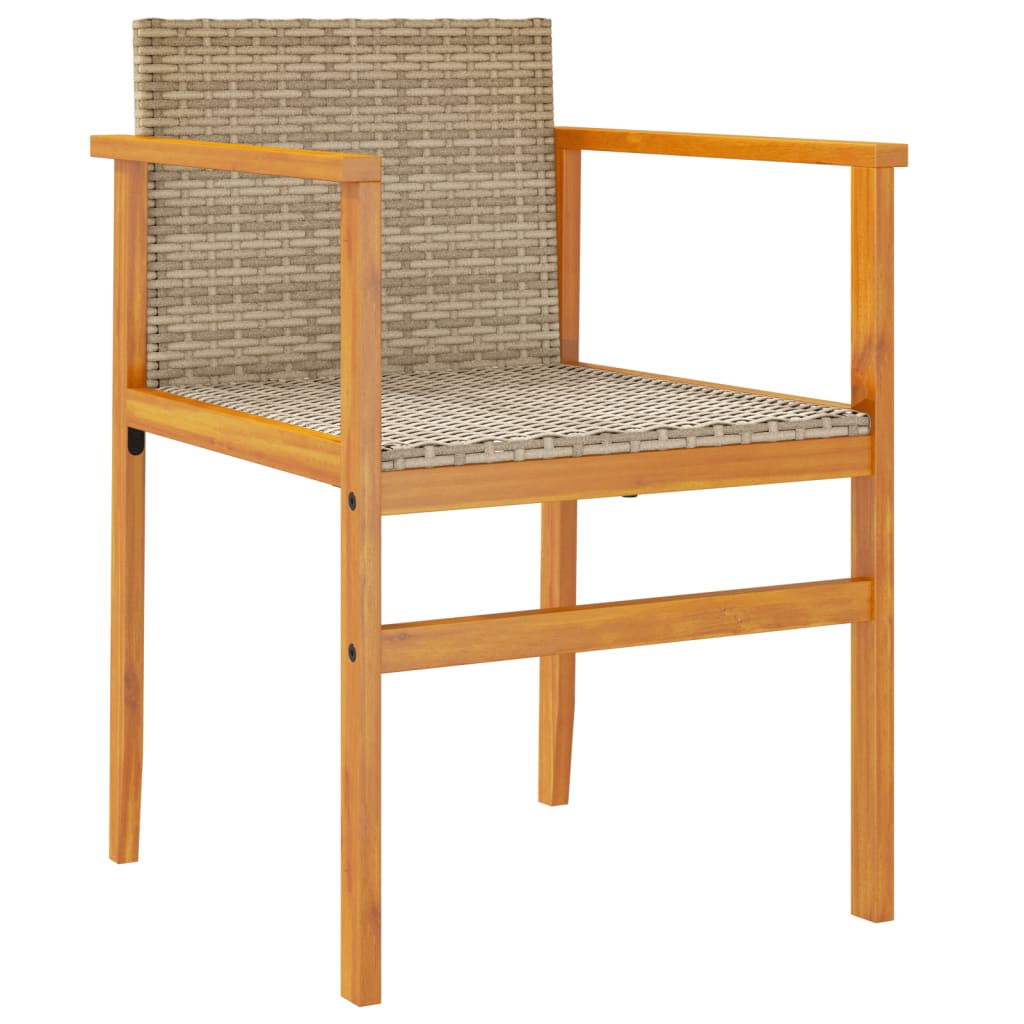 Garden Chairs 2 Pcs Poly Rattan&Solid Wood