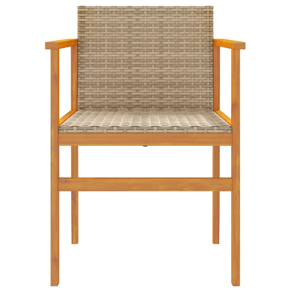Garden Chairs 2 Pcs Poly Rattan&Solid Wood
