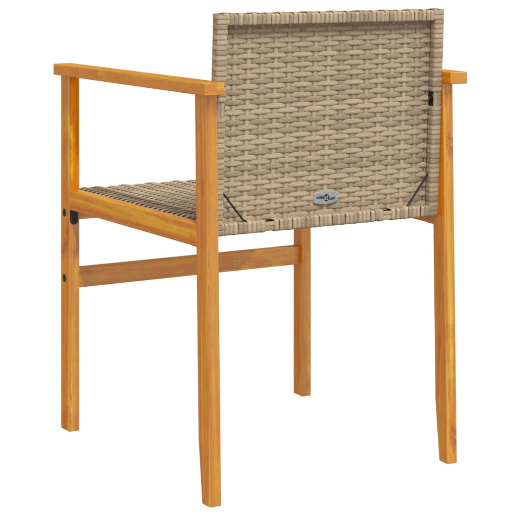 Garden Chairs 2 Pcs Poly Rattan&Solid Wood