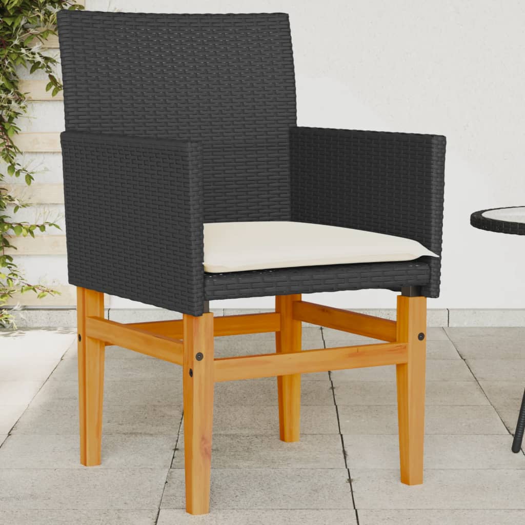Garden Chairs 2 Pcs Poly Rattan&Solid Wood