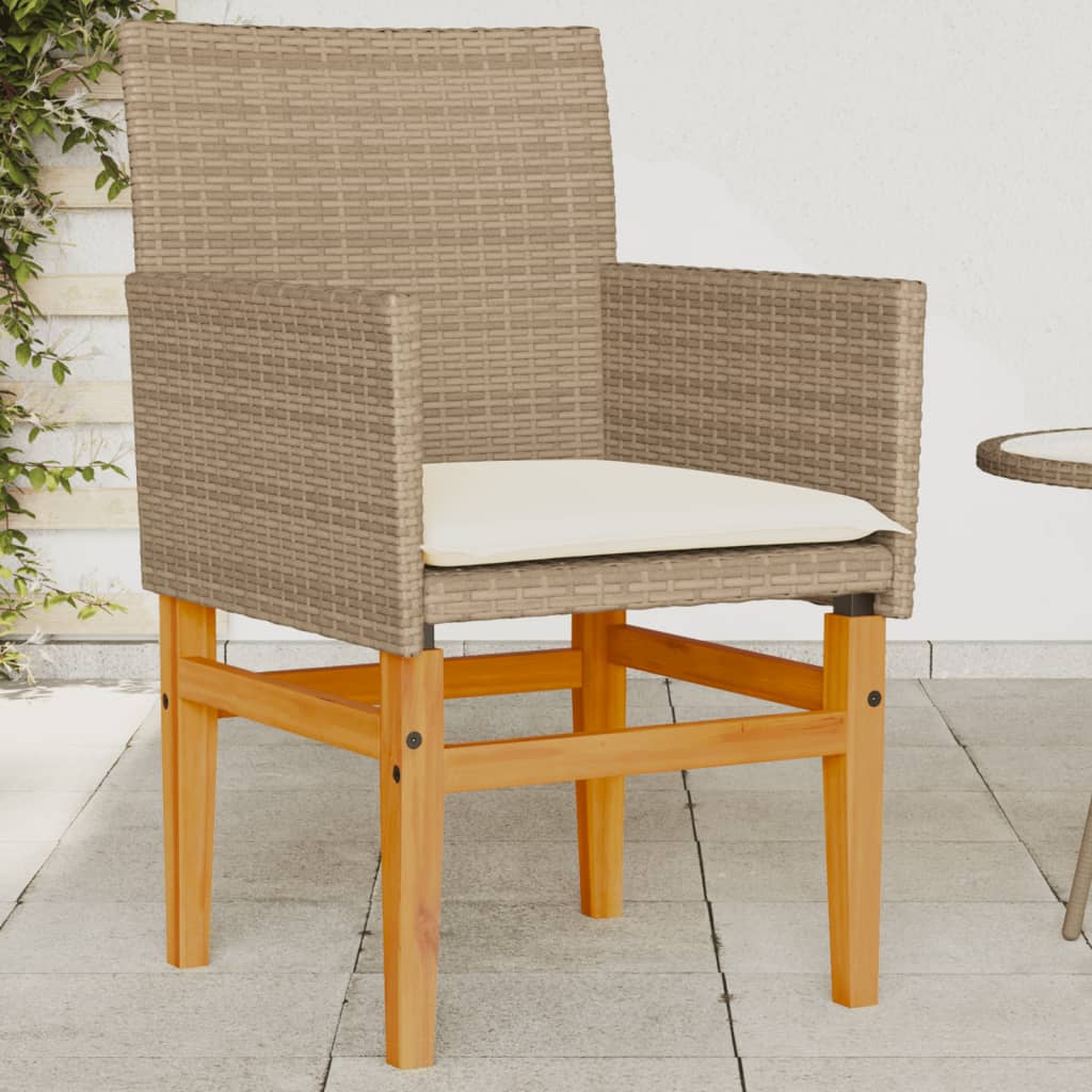 Garden Chairs 2 Pcs Poly Rattan&Solid Wood