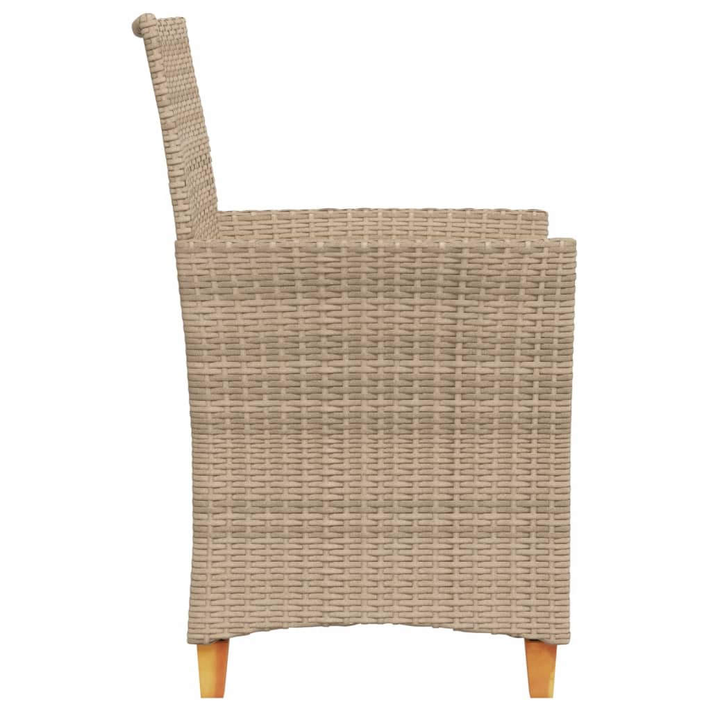 Garden Chairs With Cushions 2 Pcs Poly Rattan&Solid Wood