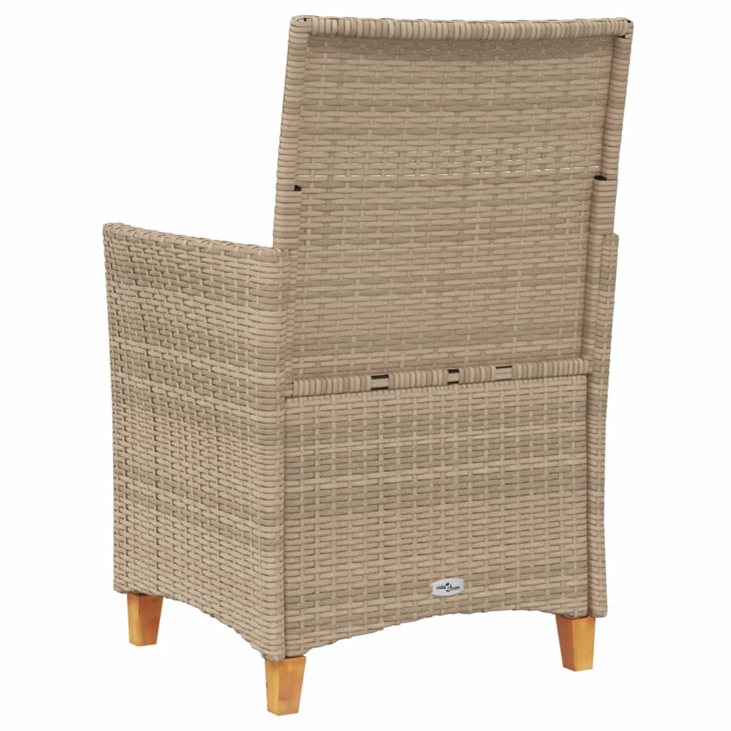Garden Chairs With Cushions 2 Pcs Poly Rattan&Solid Wood