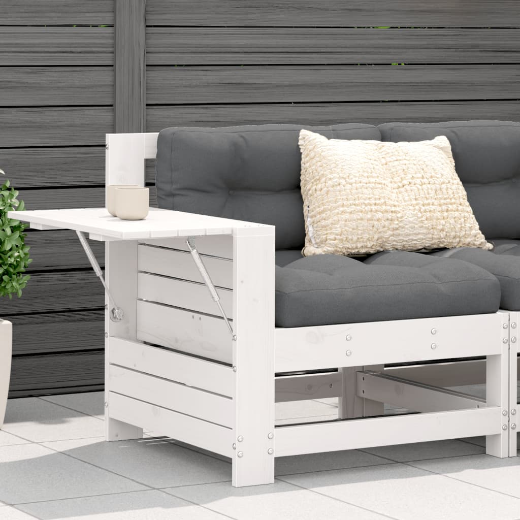 Garden Armrest Sofa With Side Table Solid Wood Pine