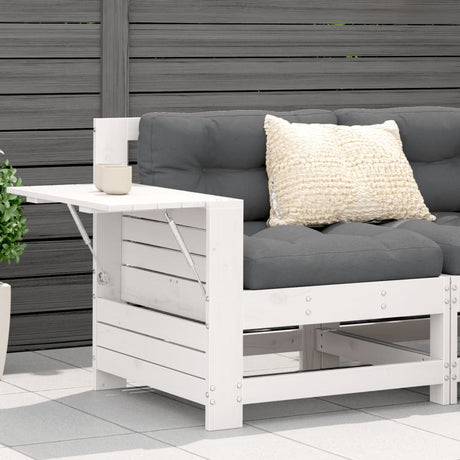Garden Armrest Sofa With Side Table Solid Wood Pine