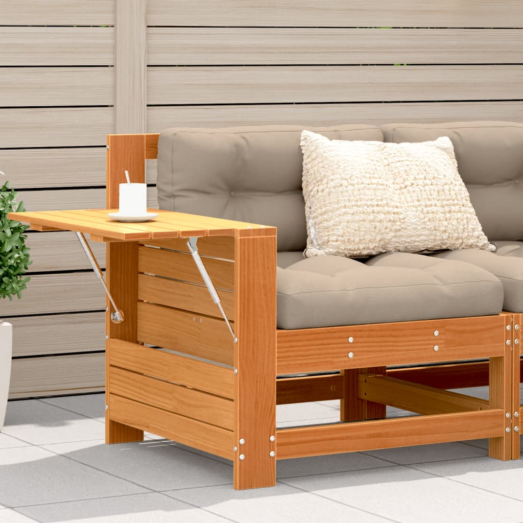 Garden Armrest Sofa With Side Table Solid Wood Pine
