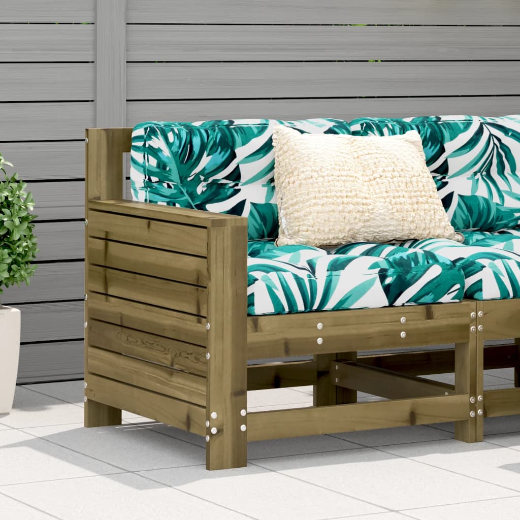 Garden Armrest Sofa With Side Table Solid Wood Pine
