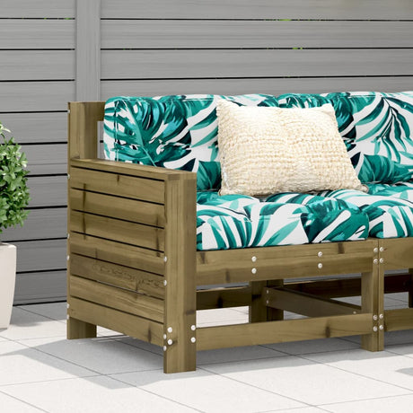 Garden Armrest Sofa With Side Table Solid Wood Pine