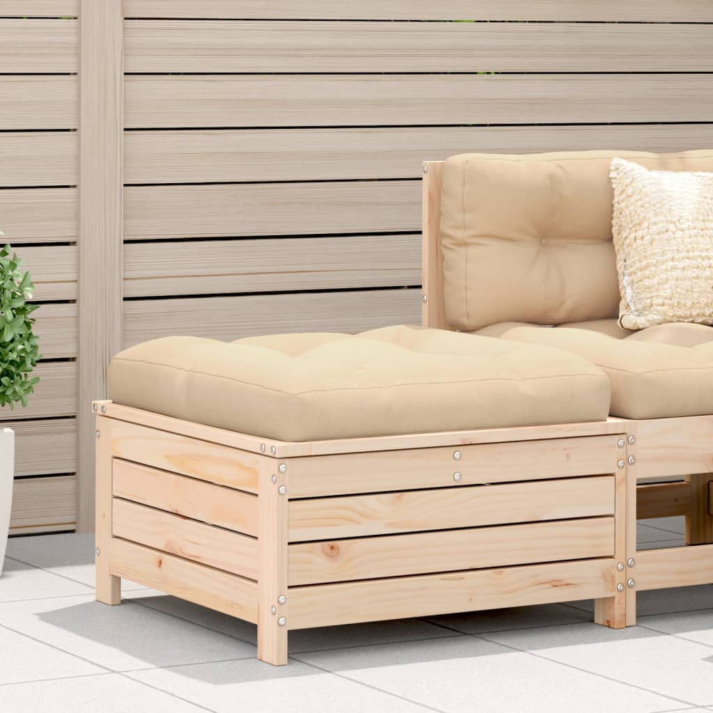 Garden Armrest Sofa With Side Table Solid Wood Pine