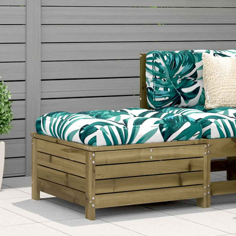 Garden Armrest Sofa With Side Table Solid Wood Pine
