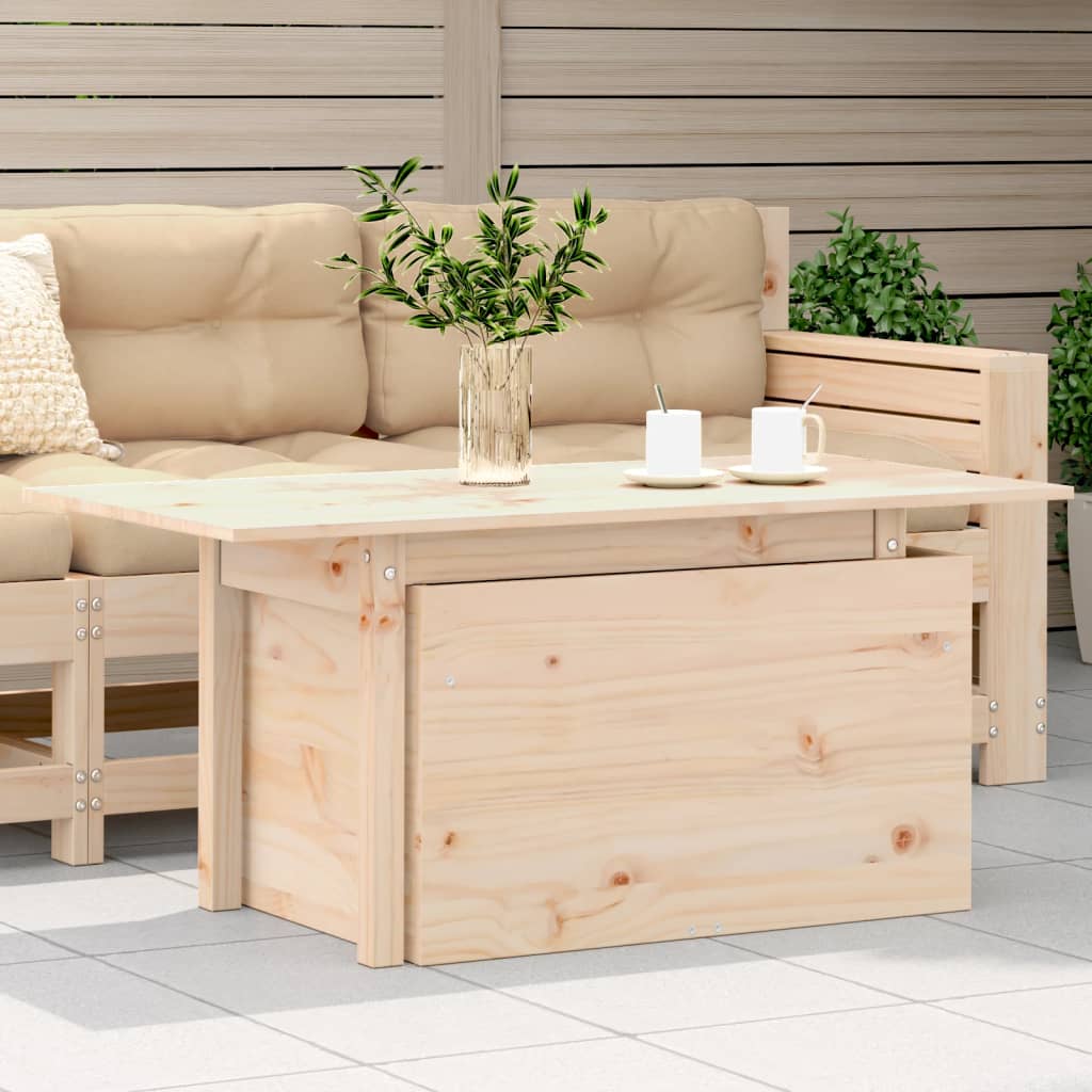 Garden Armrest Sofa With Side Table Solid Wood Pine